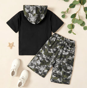 Hooded Camo Tee & Shorts