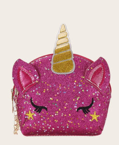 Girls Unicorn Design Glitter Chain Bag