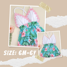 Load image into Gallery viewer, Tropical Print Cross-back Cami Romper
