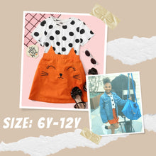 Load image into Gallery viewer, Polka Dot Top &amp; Kitty Skirt Set
