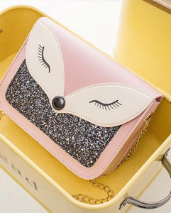 Fox Print Glitter Crossbody Bag