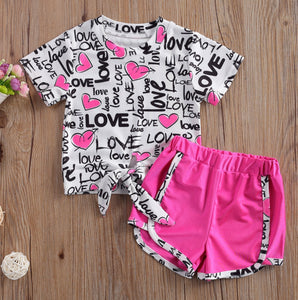 Toddler Girl Love Top & Shorts Set