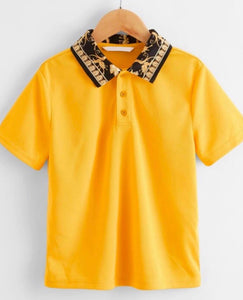 Scarf Print Collar Polo Shirt