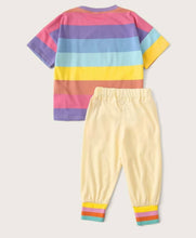 Load image into Gallery viewer, Color Stripe Cartoon Tee &amp; Pants
