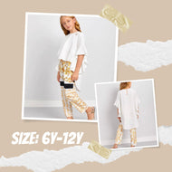 Pearl Hem Top & Scarf Print Pants Set