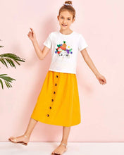 Load image into Gallery viewer, Print Tee &amp; Button Front Skirt
