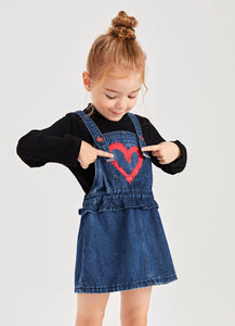 Heart Print Denim Dress