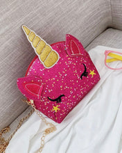 Load image into Gallery viewer, Girls Unicorn Design Glitter Chain Bag
