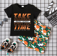 Never Give Up Camo Shorts Set
