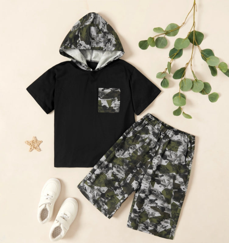 Hooded Camo Tee & Shorts