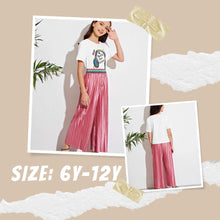 Load image into Gallery viewer, Graphic Top &amp; Pleated Metallic Pants Set
