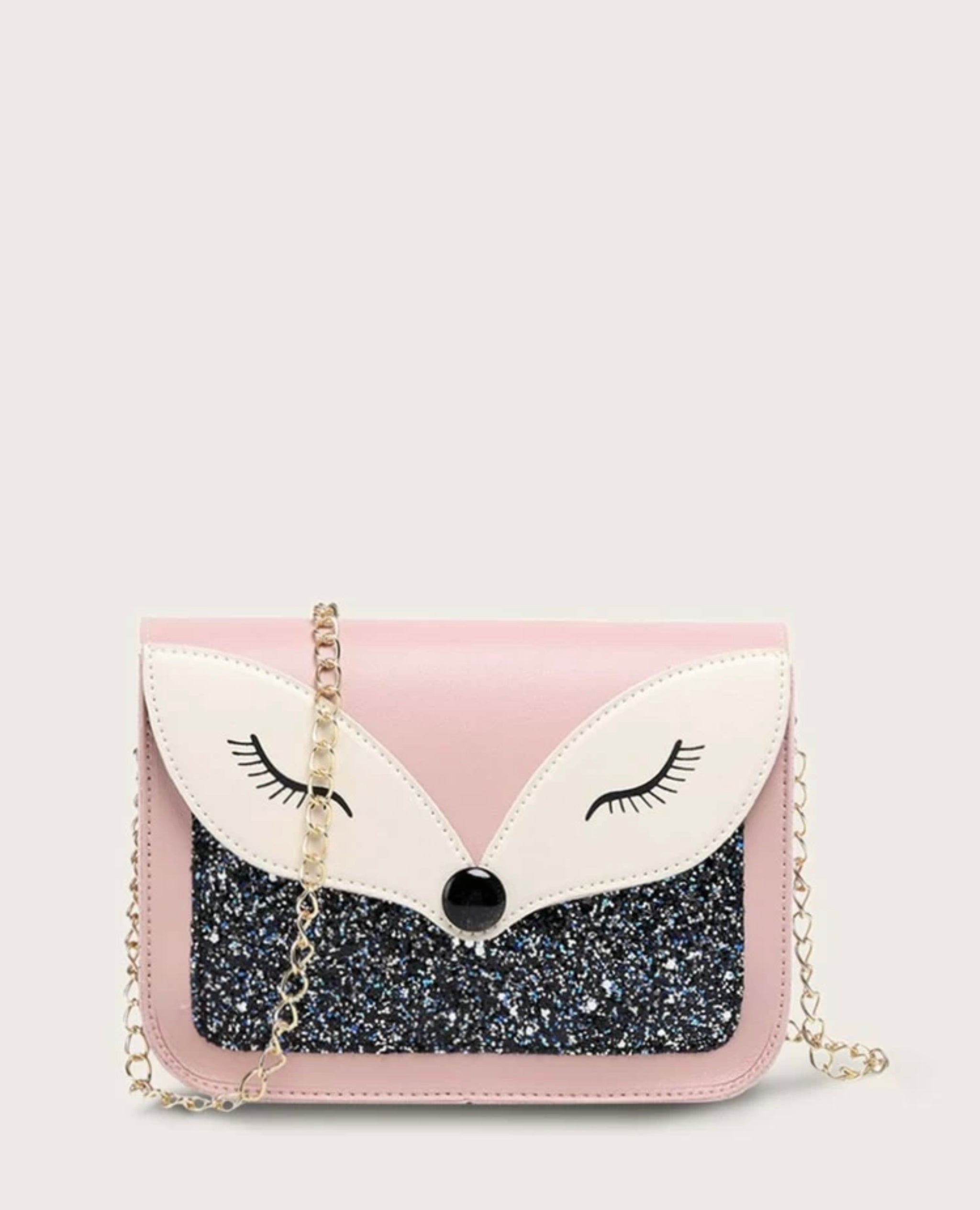 Fox Print Glitter Crossbody Bag