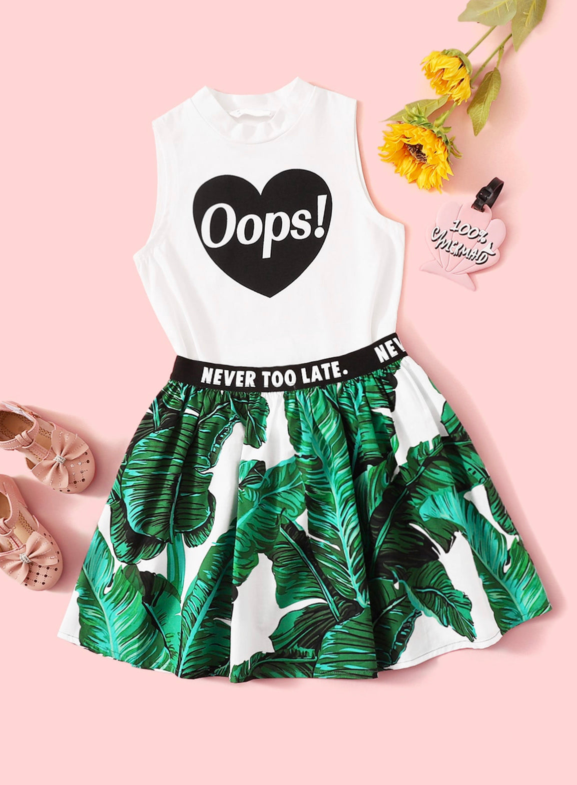 Oops Tropical Print Skirt Set