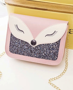 Fox Print Glitter Crossbody Bag