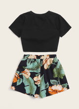 Load image into Gallery viewer, Twist Top Shirt &amp; Front Tie Shorts Set
