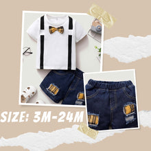 Load image into Gallery viewer, Bow Tie Tee &amp; Jean Shorts Set
