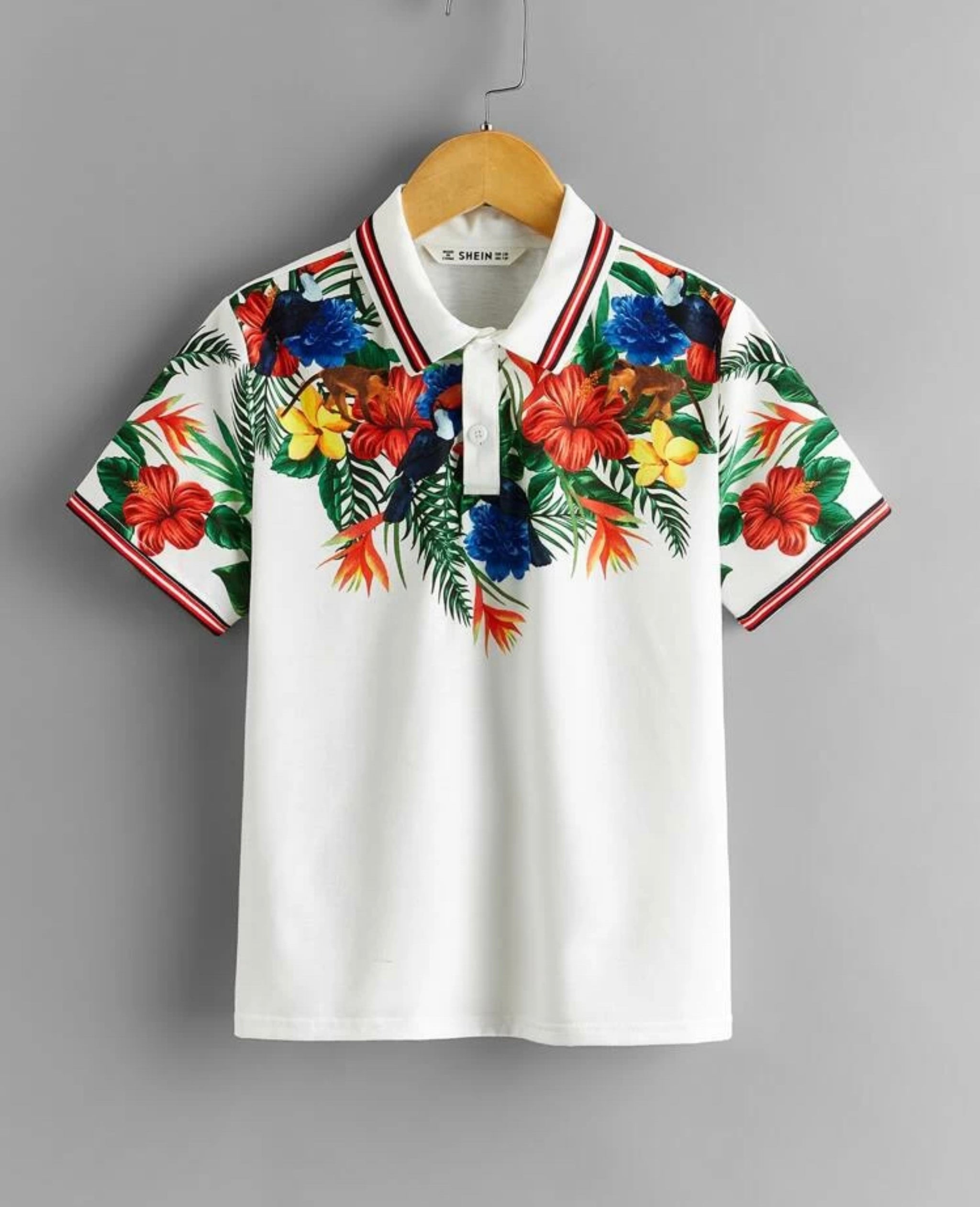 Tropical Print Polo Shirt